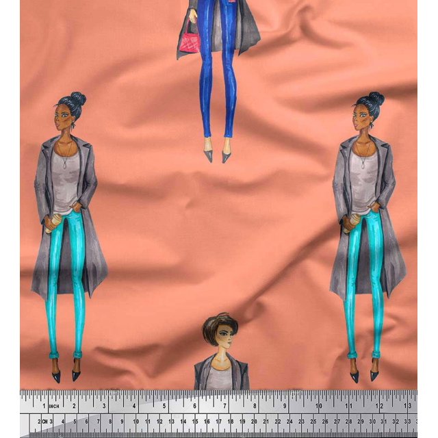 Soimoi Silk Fabric Women Group Fabric Prints By Yard 42 Inch Wide