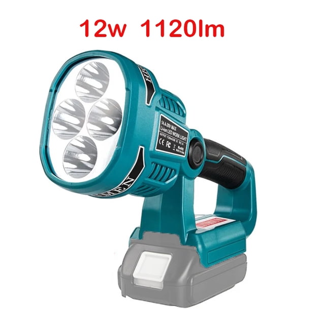 Linterna LED Inalámbrica de 12w 1120lm 18V Luz de Trabajo Linterna para Lámpara LED Ma*kita sin Batería USB Foco de Iluminación de Emergencia para Exteriores