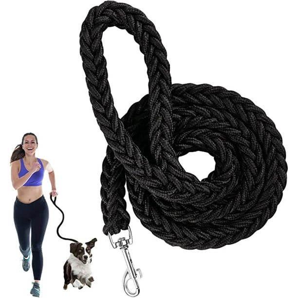 Correa de cuerda para perros, cuerda para perros resistente con asa acolchada, nailon trenzado de ocho hebras, cuerda para perros antideslizante, hebilla de seguridad giratoria para perros pequeños y medianos de 1,2 m ER