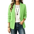 thumbnail image 2 of Lightweight Jacket Women Ndbuld Women's casual winter solid-color fitted lapel blazer cardigan top Mint Green L, 2 of 6