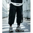 thumbnail image 4 of Niepce Inc Black Japanese Stretwear Cyberpunk Men's Techwear Cargo Pants with Straps, 4 of 7