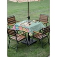 thumbnail image 3 of Green Easter Outdoor Tablecloth - 54x54 Inch Square Dining Table Cover, Spring Cartoon Bunny Colorful Eggs Wood Grain Waterproof Outdoor Table Cloth with Umbrella Hole & Zipper for Picnic/Patio/Party, 3 of 7