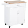 thumbnail image 1 of HOMCOM Kitchen Island Cart with Rubber Wood Top Utility Serving Cart, 1 of 10