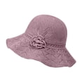 thumbnail image 5 of VOUZZA Sun Hat Womens Summer Knit Solid Color Flower Soft Foldable Wide Brim Beach Bucket Cap, 5 of 6