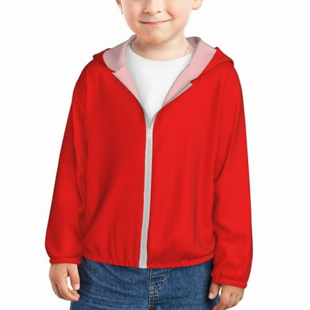 

Gaeub Red Print Athletic Sun Protection Hoodie for Kids Long Sleeve Outdoor UV Shirt Running Fishing Top for Boys Girls-5 Years