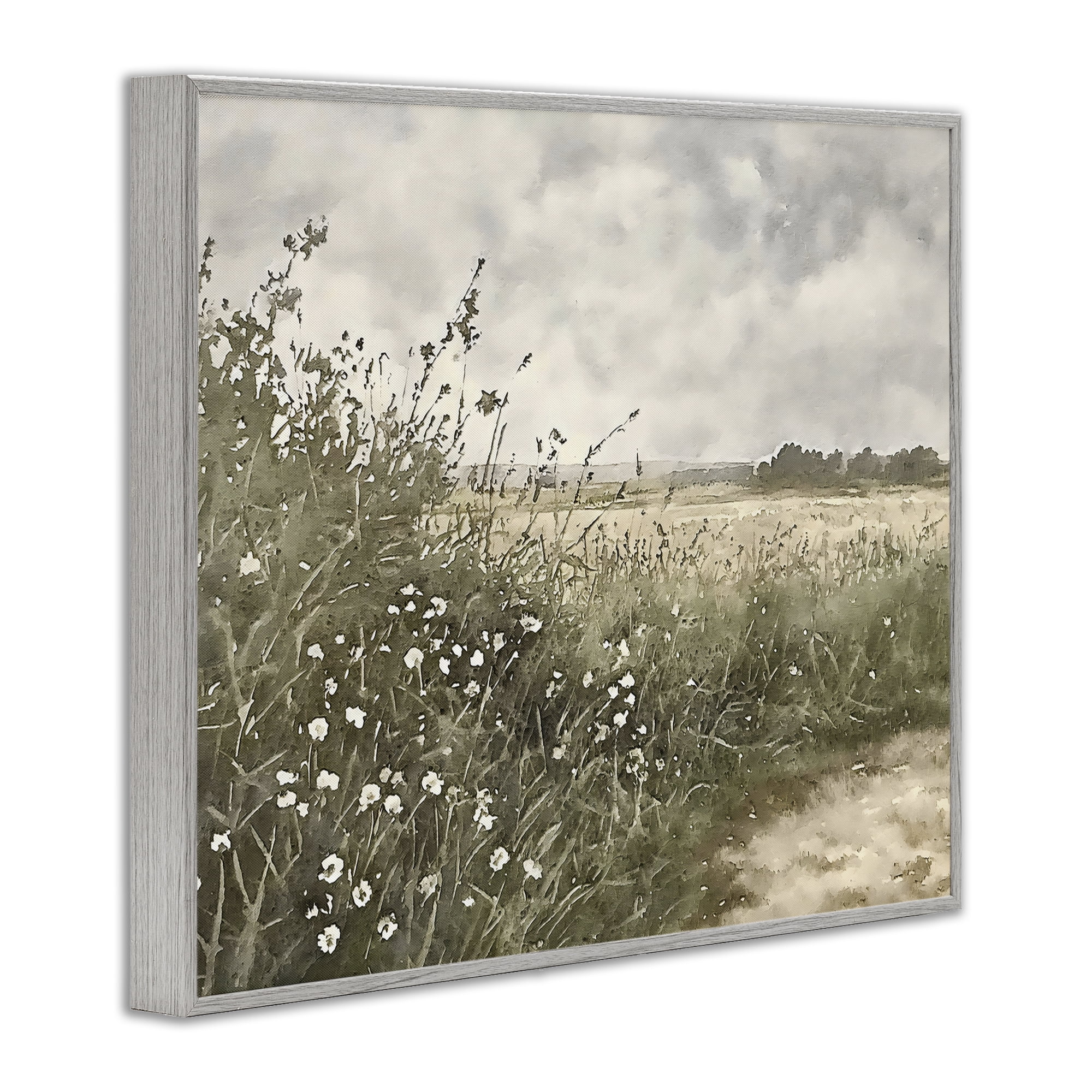 Stupell Industries Soft Meadow Landscape at Dusk Gray Framed Giclee Art, design by Riley B