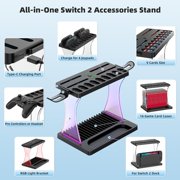 Pecham Charging Storage Dock for Switch 2 JoyCon, Switch 2 Accessories Organizer with 16 Game Disc Slot, 9 Game Cards Slot, Pro Controller Holder