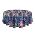 thumbnail image 5 of Green Blue Butterfly Pink Purple Pattern Round Tablecloth 60"x60",Wrinkle Wipeable Table Cloth for Kitchen Dining Room Picnic Patio Party, 5 of 6