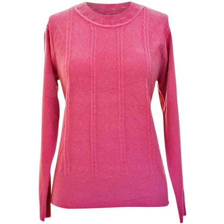Neck Kit - Cable Knit Crew Neck Long Sleeve Sweater