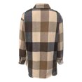thumbnail image 5 of vdgthytj Womens Casual Plaid Jackets Shacket Button down Long Sleeves Lapel Casual Loose Wool Coat with Pocket, 5 of 5