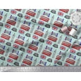 thumbnail image 2 of Soimoi Green Moss Georgette Fabric London Theme Architectural Print Sewing Fabric Yard 42 Inch Wide, 2 of 3
