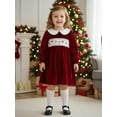 thumbnail image 6 of BemeyourBBs Little Girl Velvet Christmas Dress Deer Bow Holly Long Sleeve Dress, 6 of 9