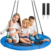 YSNW 48 Inch Large Blue Saucer Tree Swing Set for Kids Adults 700lb Weight Capacity Waterproof Flying Swing Seat with Adjustable Hanging Ropes for Outdoor Playground, Backyard(Blue)