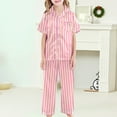 thumbnail image 4 of RTKFRFLM Loungewear For Girls Button Down Loungewear Set Casual Print Home Wear 3 Piece Set Oufits Loungewear Cute Outfit Oufits Loungewear,Size 4 Years-5 Years, 4 of 5