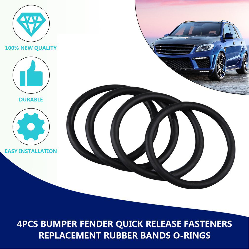 4PCS Bumper Fender Quick Release Fastener Replacement Rubber O-Ring Band Kit BK 