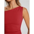 thumbnail image 6 of Womens Summer Off The Shoulder Sleeveless One Shoulder Ruched Asymmetrical Going Out Tank Crop Tops Shirts, 6 of 6