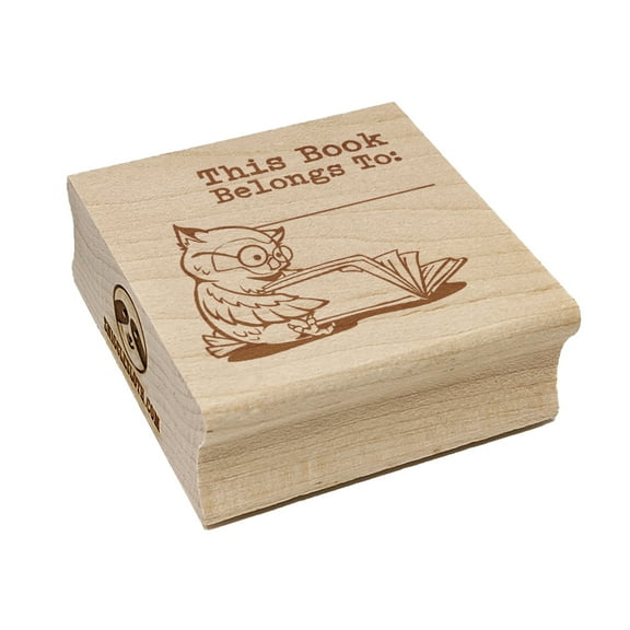 This Book Belongs to Nerdy Owl Square Rubber Stamp Stamping Scrapbooking Crafting - Small 1.25in