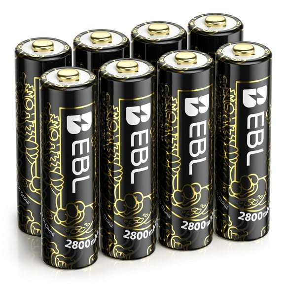 EBL Rechargeable Batteries AA 8 Counts 2800mAh, High Capacity Year of The Loong Limited Series Ni-MH Double AA Batteries (Charger not Included)