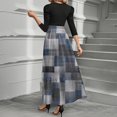 thumbnail image 4 of WTOBBY Women's Fashion Floral Pattern Belted Round Neck 3/4 Sleeve Midi Dress, Elegant Spliced Tunic Style Casual Wear for Summer Evening Events,Black XL, 4 of 4