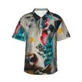 thumbnail image 1 of Fotbe Colorful Graffiti Cow Camisa Hawaiana para Hombre Unisex – Camisa Casual de Verano con Botones de Manga Corta de Algodón y Lino,Large, 1 of 7