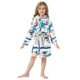thumbnail image 6 of FORMRS Niños Bathrobe Unisex Hooded Robe Soft Plush Pajamas Sleepwear, Size 10-12T, Dark Blue Hand Drawn Sailboats, 6 of 7