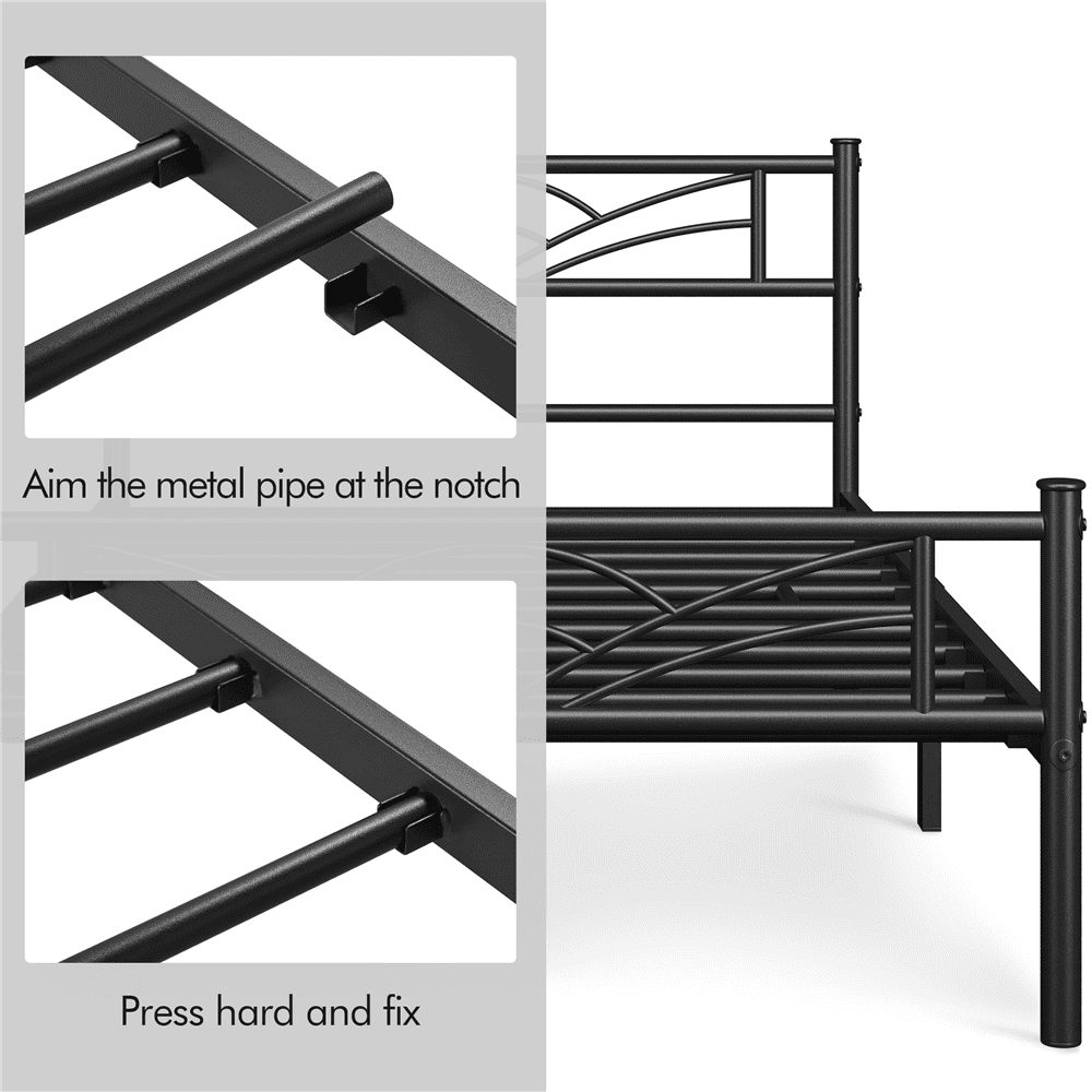 Renwick Skylar Cloud-Inspired Design Metal Bed, Twin, Adult, Black