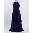 thumbnail image 5 of iEFiEL Maxi Flower Girl Dress Sequined Halter Neck Ruched Chiffon Party Wedding Bridesmaid Formal Navy lue 8, 5 of 7