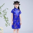 thumbnail image 2 of EnJoCho Girls Chinese Cheongsam 𝖥loral Graphic Traditional Dress Kids New Year Qipao Stand Collar Side Split Outfits Traditional Chinese Dress Kids Qipao Dress 𝖥loral, 2 of 5