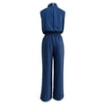 thumbnail image 5 of Women's Sleeveless Jumpsuit, Summer Solid Color With Round Neck & Zipper, Casual One-Piece For Minimalist Style Blue 3XL, 5 of 5