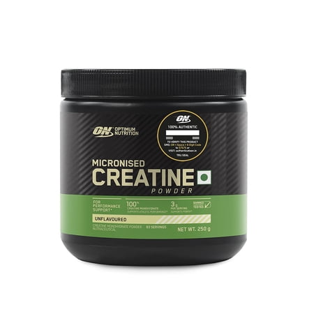 Optimum Nutrition (On) Micronized Creatine Powder - 250 Gram, 83 Serves, Unflavored, 3G Of 100% Creatine Monohydrate Per Serve, Supports Athletic Performance & Power