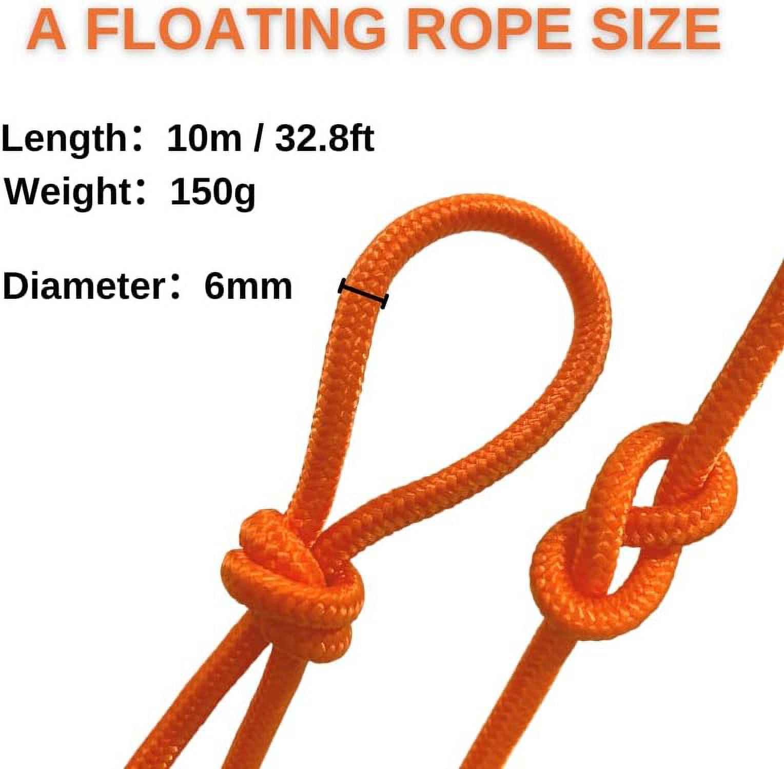 BeGrit Floating Rope 1/4" X 32.8' Anchor Rope with Hook Buoy Polypropylene Rope Mooring Rope Kayak Canoe Tow Throw Line for Boat Camping Hiking Awning Tent 6mm x 10m