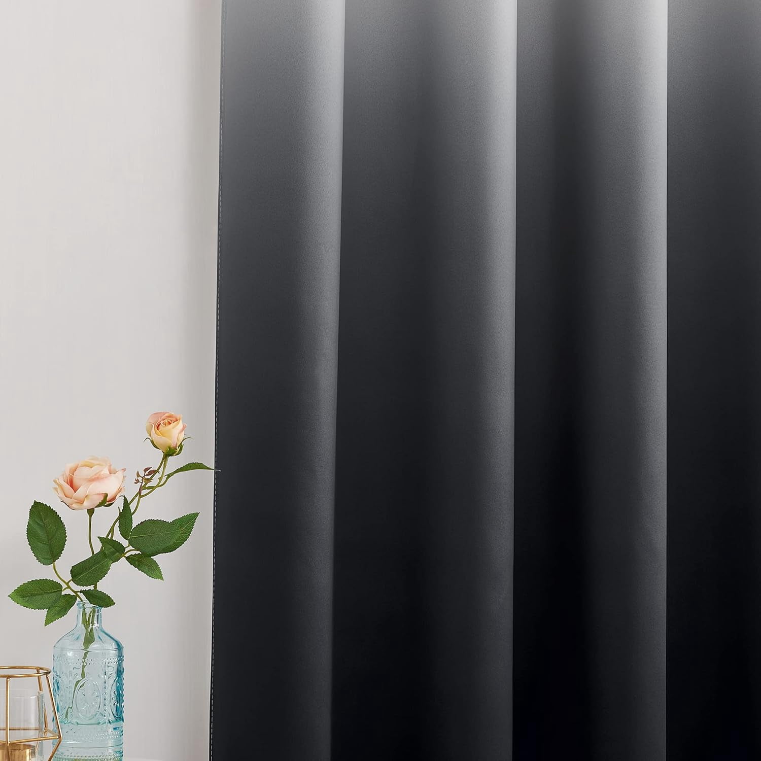 NICETOWN Gradient Blackout Curtain for Living Room Noise Reducing Grommet Modern Decorative Drapes for Bedroom, White to Black, W52 x L84, 2 Panels