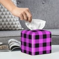 thumbnail image 6 of Yiaed Purple Black Buffalo Plaid Print Tissue Box Cover, PU Leather Decorative Organizer for Tabletop, Bathroom, Car, Office Creative Decorative, 6 of 7
