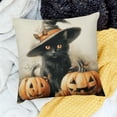 thumbnail image 2 of Autua Halloween Pillowcase Black Cat Pumpkin Pillowcase Halloween Decoration Outdoor Throw Pillow Case Decoration 12x12in, 2 of 5
