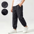 thumbnail image 2 of BLVB Boys Fleece Lined Warm Joggers Pants Elastic Waisted Thermal Winter Water Resistant Hiking Cargo Pants(Black,12-13 Years), 2 of 9