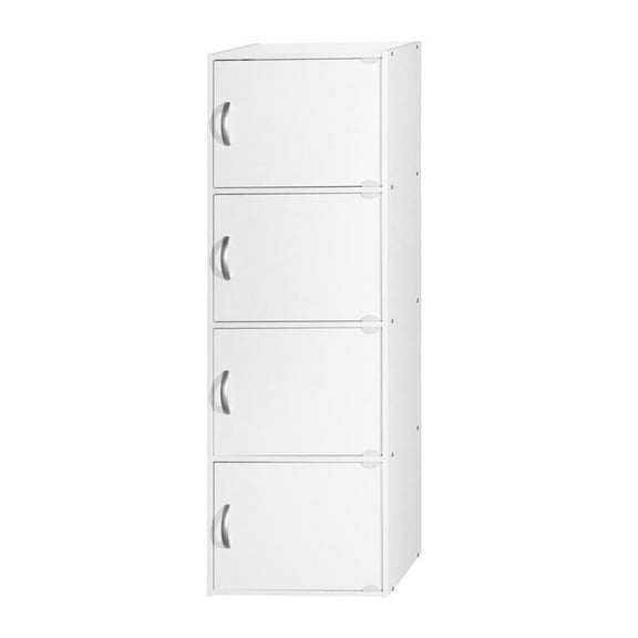 Pemberly Row 4 Shelf 4 Door Multi-Purpose Wooden Bookcase in White Finish