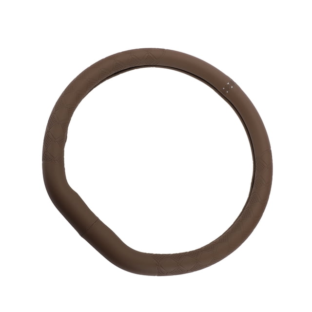 Cubierta de volante delantera Unique Bargains para vehículo de automóvil, duradera, forma D, cuero Nappa, 1 pieza, tono café plateado