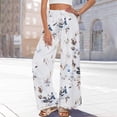 thumbnail image 2 of WTOBBY Women's Floral Print Wide Leg Pants with High Waist Drawstring Loose Casual Trousers and Convenient Pockets for Comfortable Fit ,Gray 2XL, 2 of 6