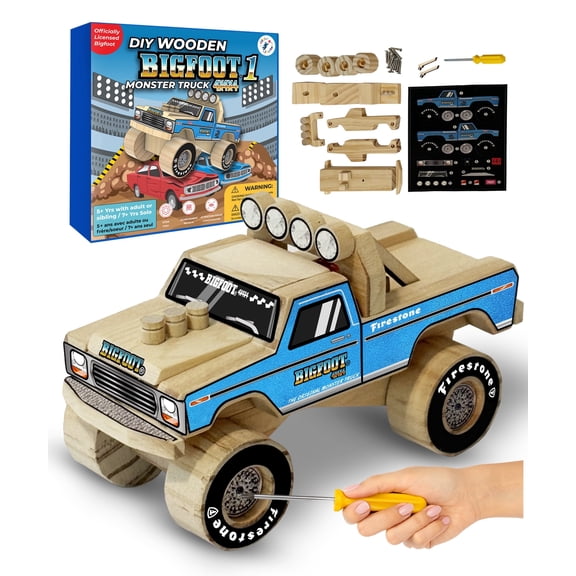 DIY Bigfoot 1 Monster Truck Wooden Kit w/Stickers (Small 5")