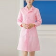thumbnail image 2 of Scrub Dresses for Women Casual Solid Color Short Sleeve Nur-se Working Uniform Pockets Stretchy V-Neck Holiday Workwear Pink, 2 of 5