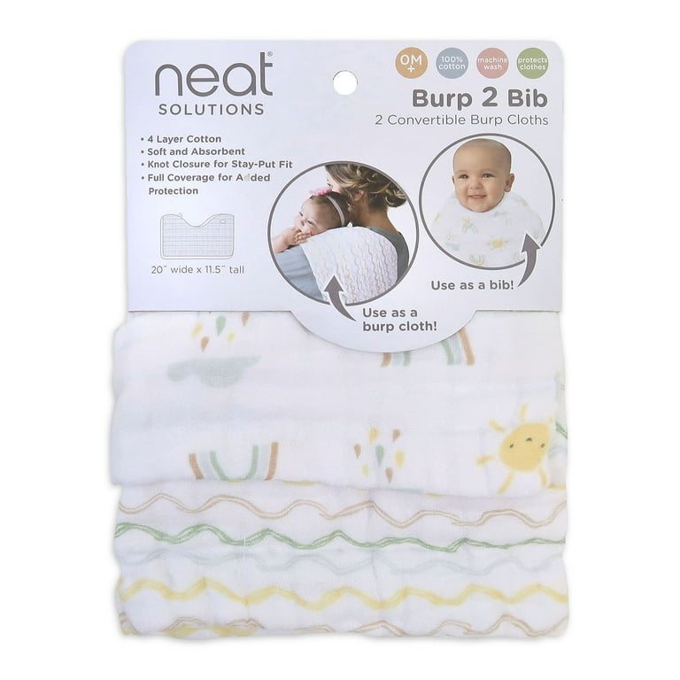 dsip water and burp Neat Solutions Unisex Newborn Muslin Burp 2 Bib 2 Pack
