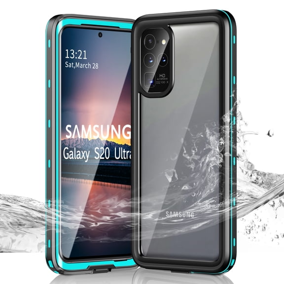 Janazan Clear Waterproof Protective Case for Samsung Galaxy S20 Ultra with Screen Protector-Blue