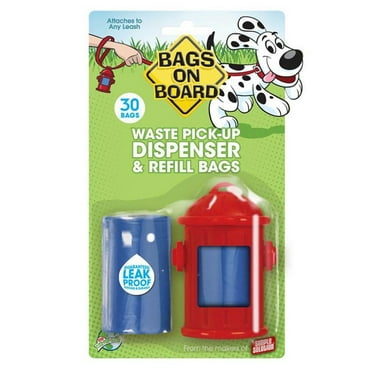 Bags on Board Dog Poop Waste Bag Dispenser and 30 Refill Bags RED HYDRANT