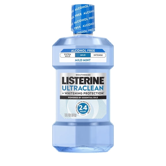Listerine Ultraclean Alcohol-Free Mild Mouthwash   Whitening Protection, Mild Mint, 1L