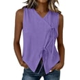 thumbnail image 2 of Women's Sleeveless V-Neck Linen Tank Top, Solid Color Casual Summer Blouse, 2 of 7
