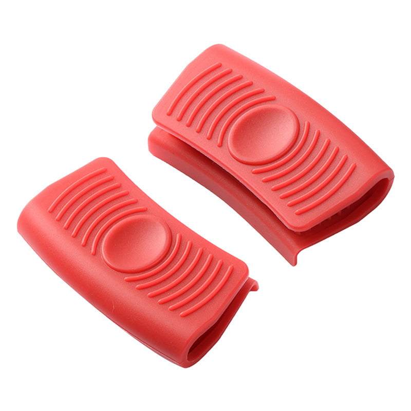Cookware parts Pot Pan 2pcs Silicone Saucepan Handle Cover Heat Insulation Silicone Square Pot Earmuffs Anti-hot Tools Microwave Pan Grip Durable in use. Color : BK