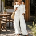 thumbnail image 3 of Edvintorg Denim Jumpsuit for Women Plus Size Adjustable Straps Long Sleeve Loose Casual Jean Jumpsuits Women's Clothes S-3XL White, 3 of 8