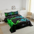 thumbnail image 3 of Erosebridal Teen Gamepads Bedding Sets Full with Comforter,Blue Green Duvet Insert,Geometric Buffalo Comforter Sets Full Size,Breathable Gradient Bedroom Decorative,Reversible,3pcs, 3 of 8