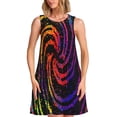 thumbnail image 1 of Xecao Robes d'Été Abstraites pour Femmes Robes Décontractées de Plage Sans Manches Robe Évasée avec Poches, 1 of 7