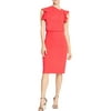 Halston Womens Asymmetric Midi Cocktail Dress Red 4